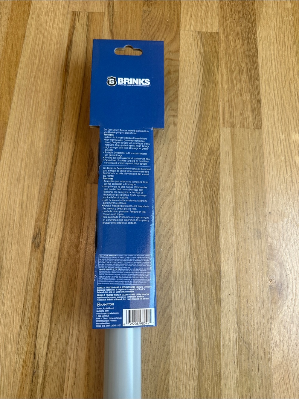 Brinks Silver Door Security Bar with Black Caps - Picture 4 of 7